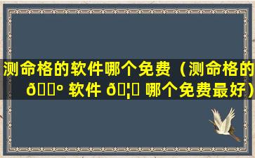 测命格的软件哪个免费（测命格的 🌺 软件 🦁 哪个免费最好）